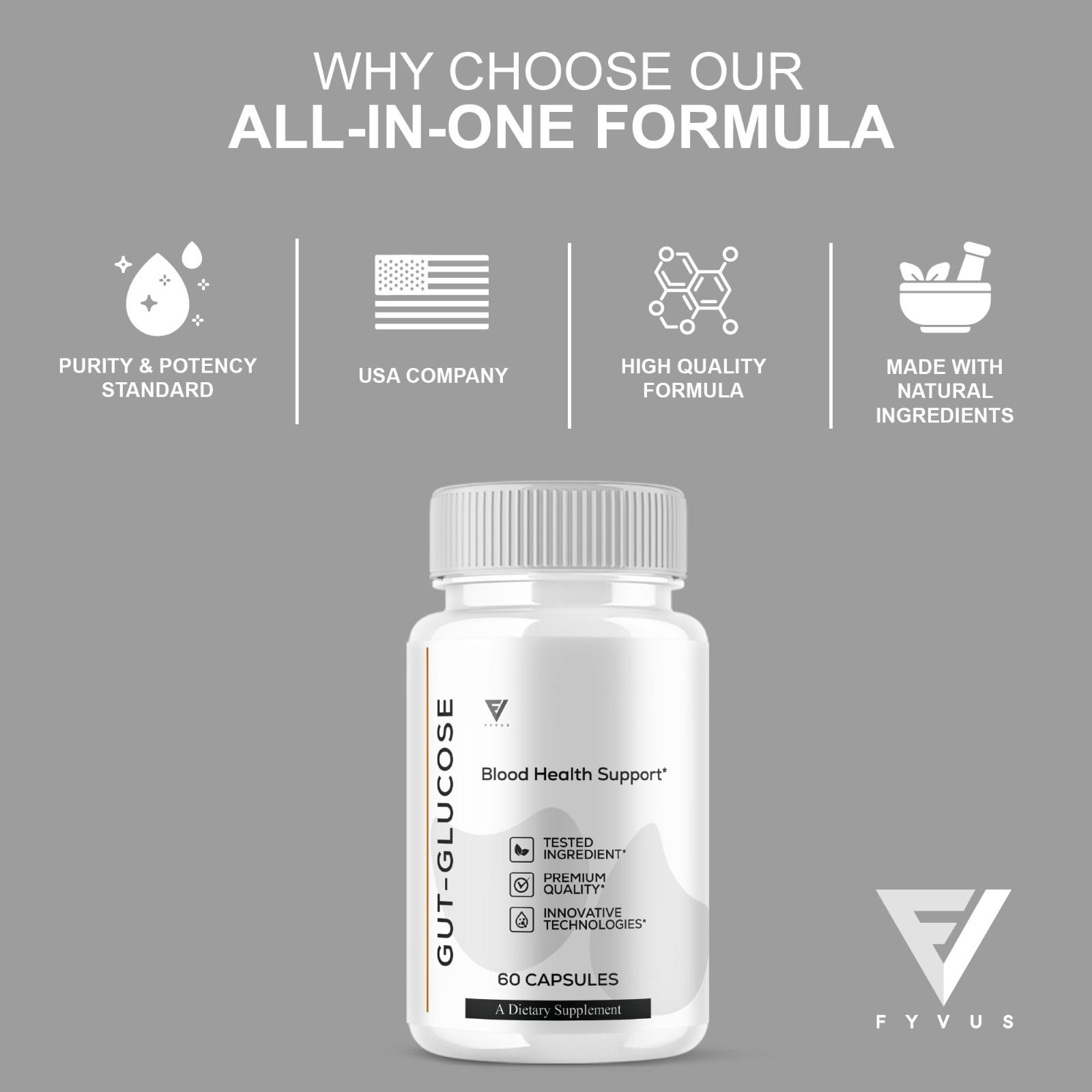 (5 Pack) Gut-Glucose Blood Support, Gut-Glucose Supplement (300 Capsules)