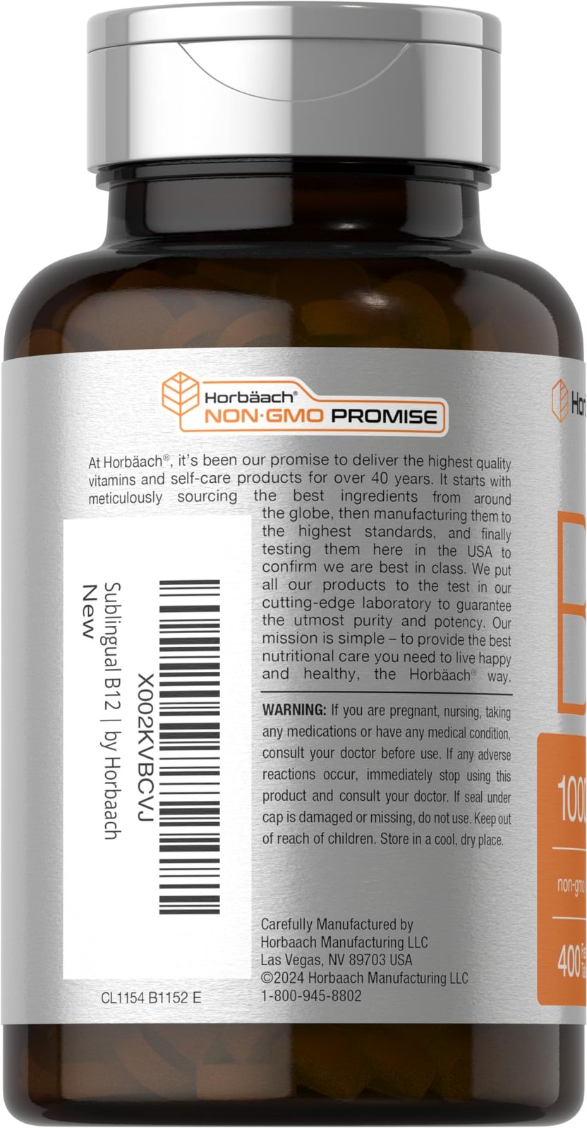 Horbaach Vitamin B12 1000 mcg Sublingual | 400 Fast 400 Count (Pack of 1)