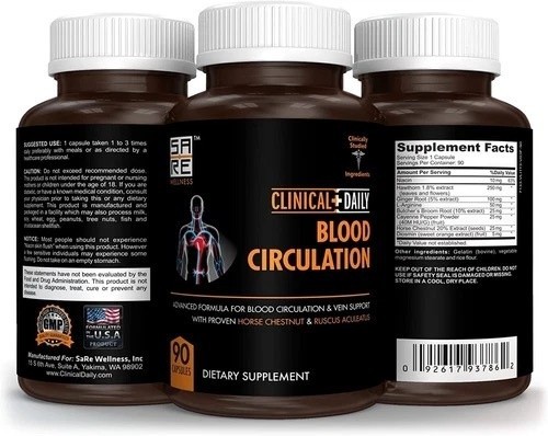 Suplementos para la circulación sanguínea y apoyo para las venas, 90 cápsulas