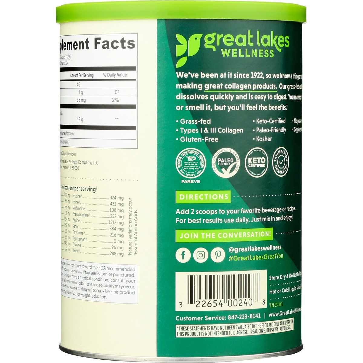 Collagen Peptides Powder By Great Lakes Wellness 10 Oz 283 Grams 1 Pack