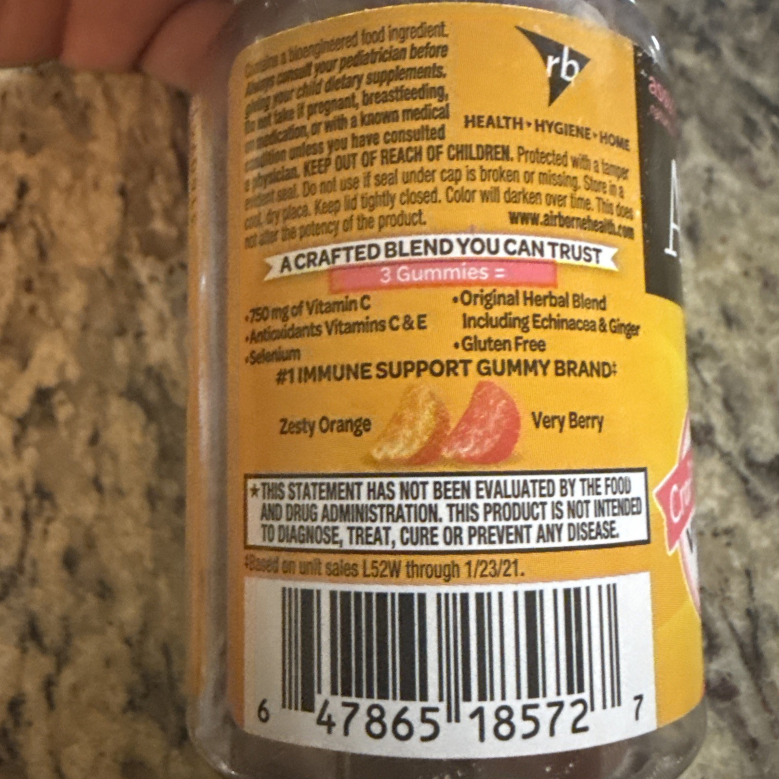 GNC Vitamin C-500 mg Antioxidants Immune Support 250 VegCaps/Airborne 21 Gummies