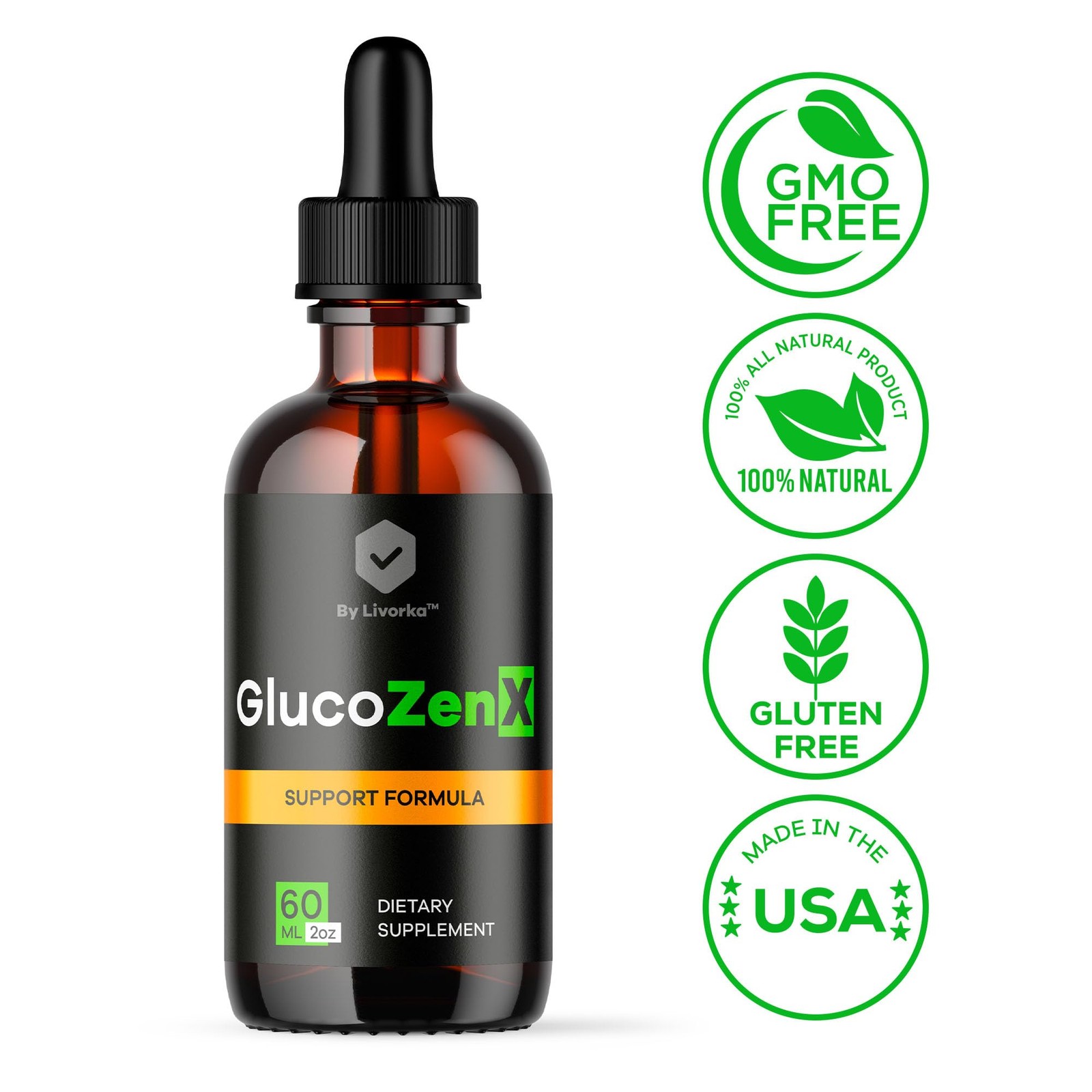 GlucoZenX Drops – Official GlucoZen X Liquid 2 Fl Oz (Pack of 1)