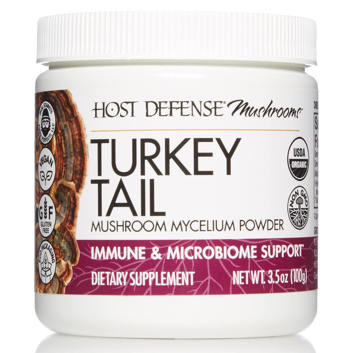 Fungi Perfecti Host Defense Turkey Tail Immune Support Powder, 3.5 Ounces