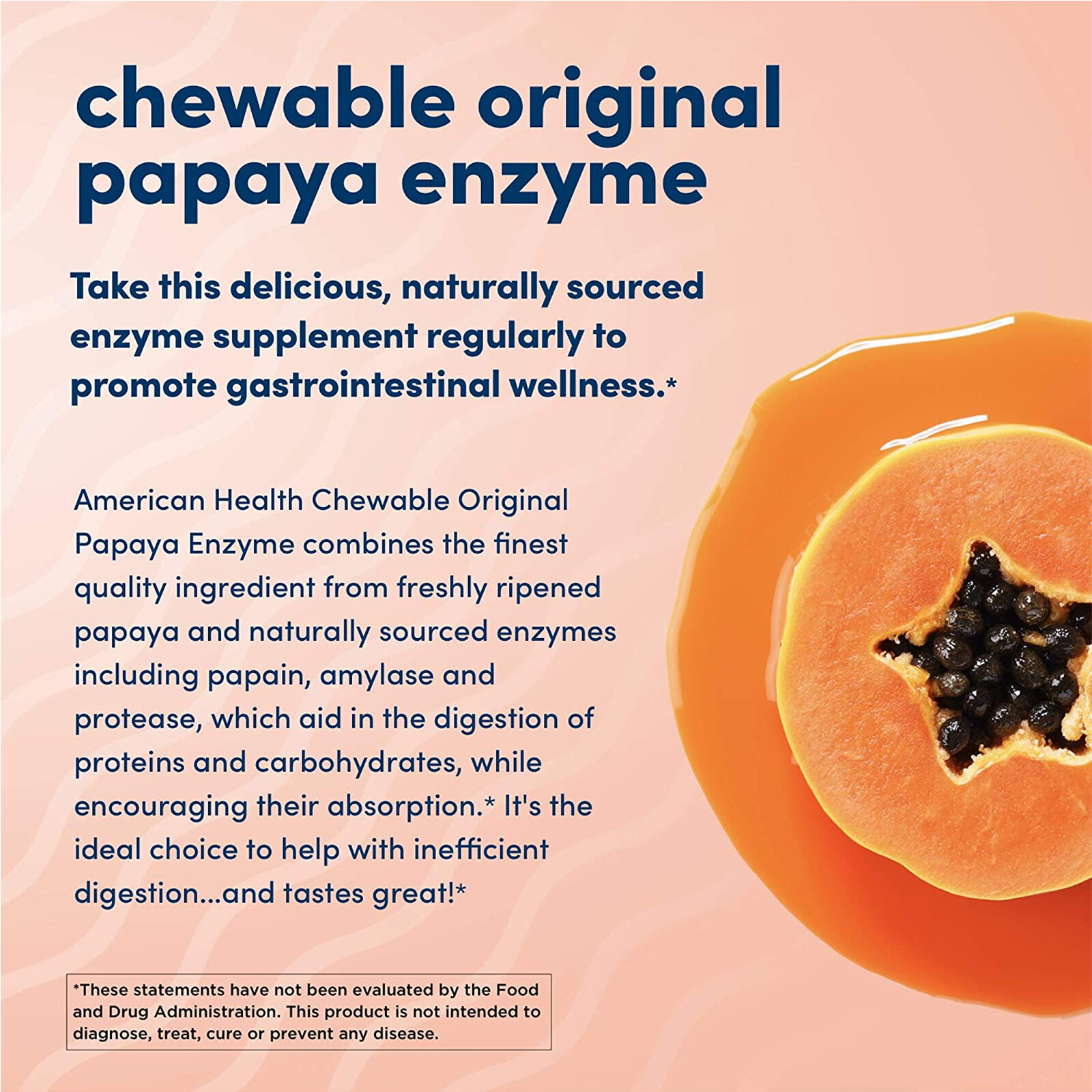 American Health Original Papaya Enzyme Chewable 250 Tablets Fresh Made In USA