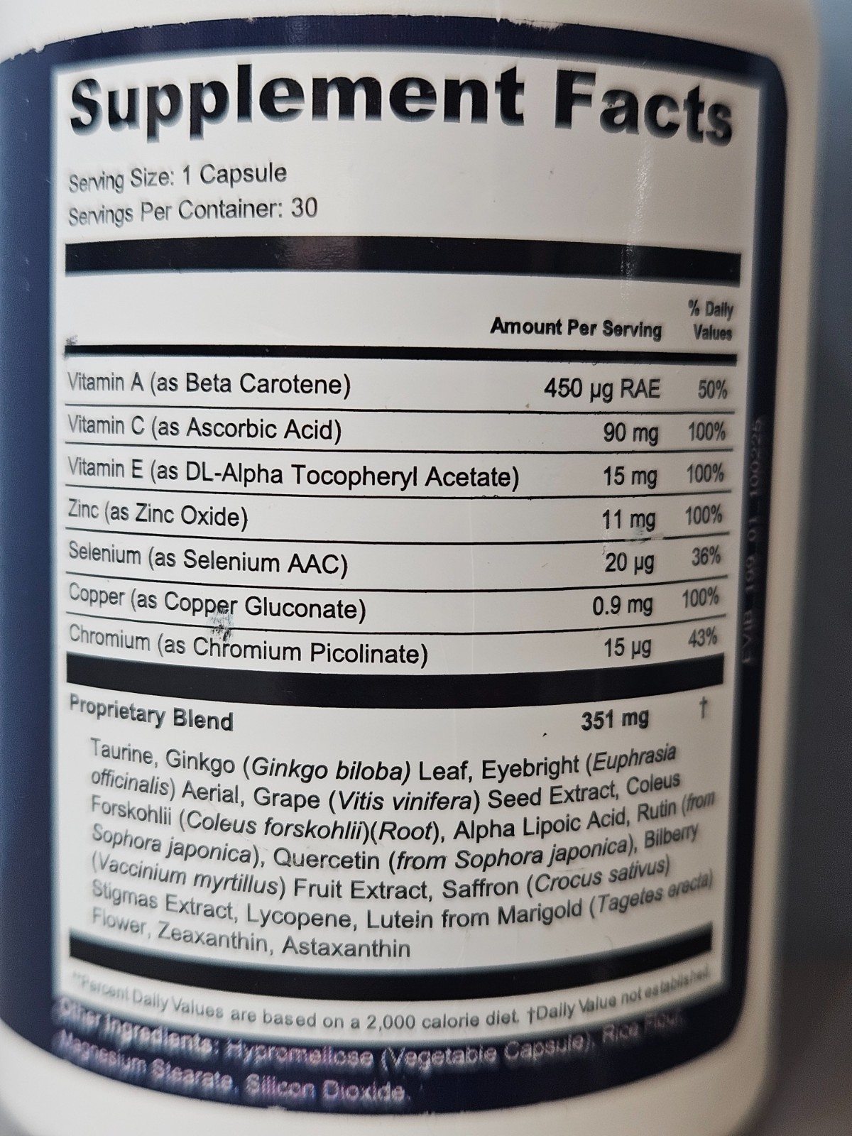 Optivell Vision Support Formula 30 Capsules – New & Sealed Exp 12/2027