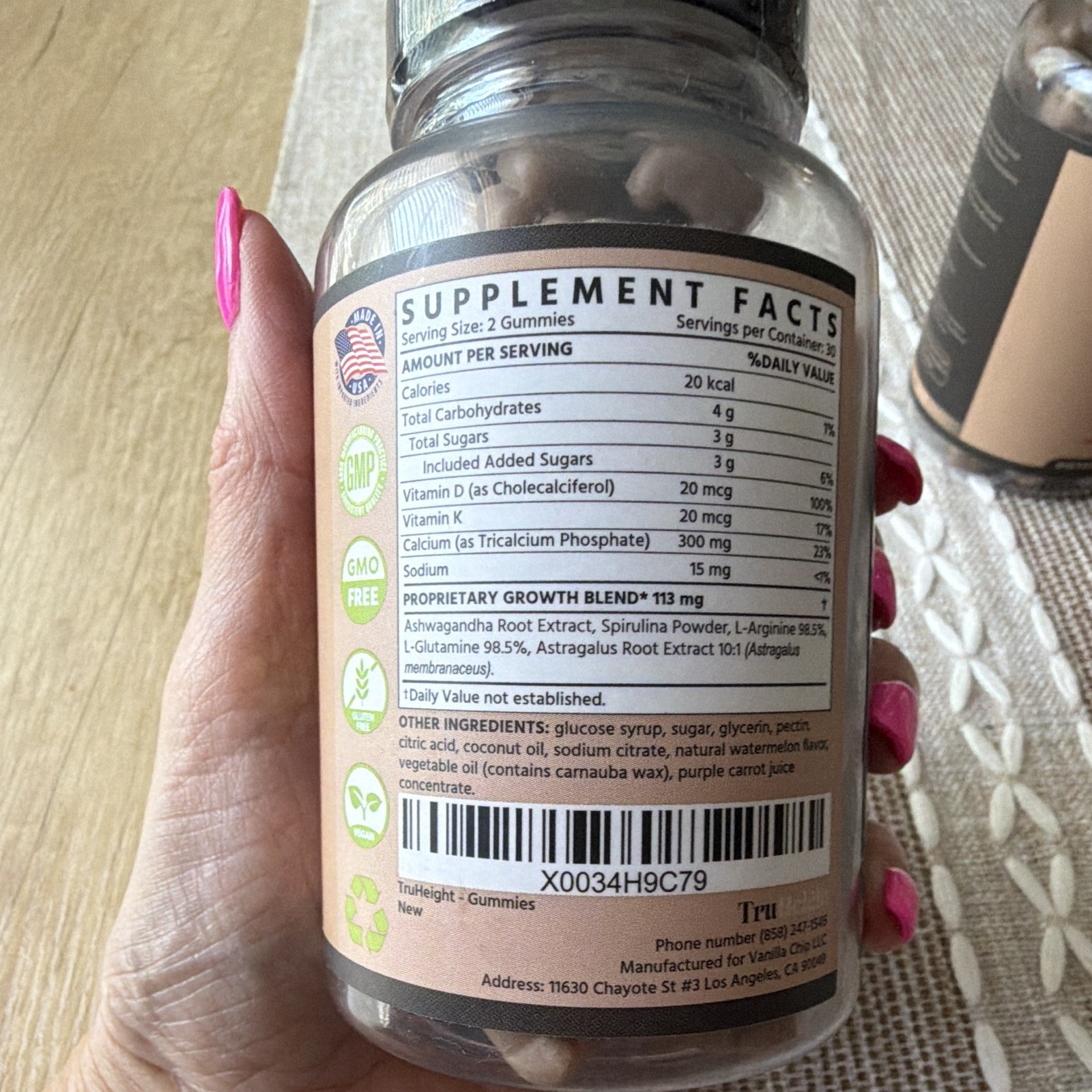 TruHeight Growth Multivitamin Gummies Watermelon 60ct GMO Free Exp 06/2025