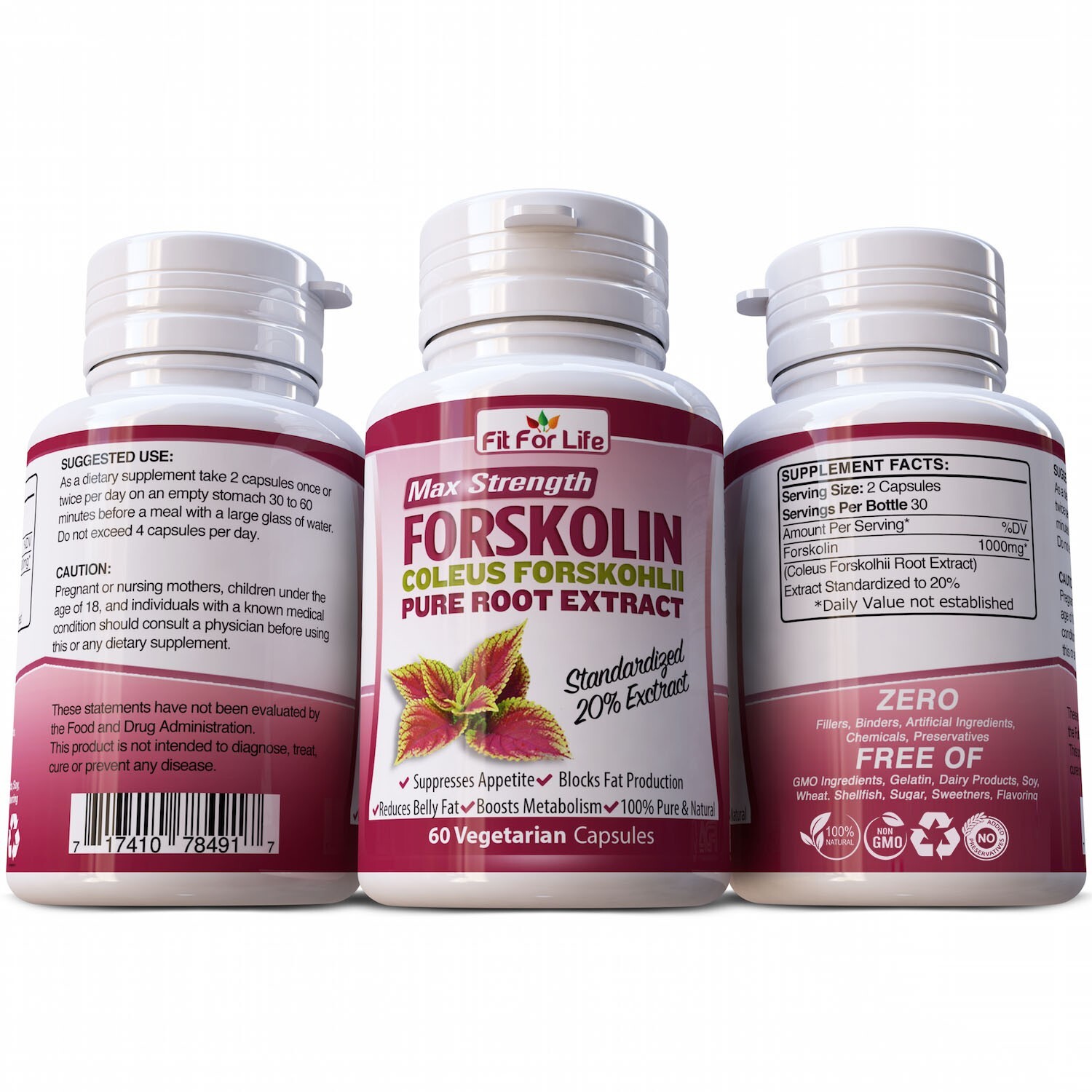 NATURAL FORSKOLIN Lean & Tone Weight Loss Management Supplement Pills 60 Caps