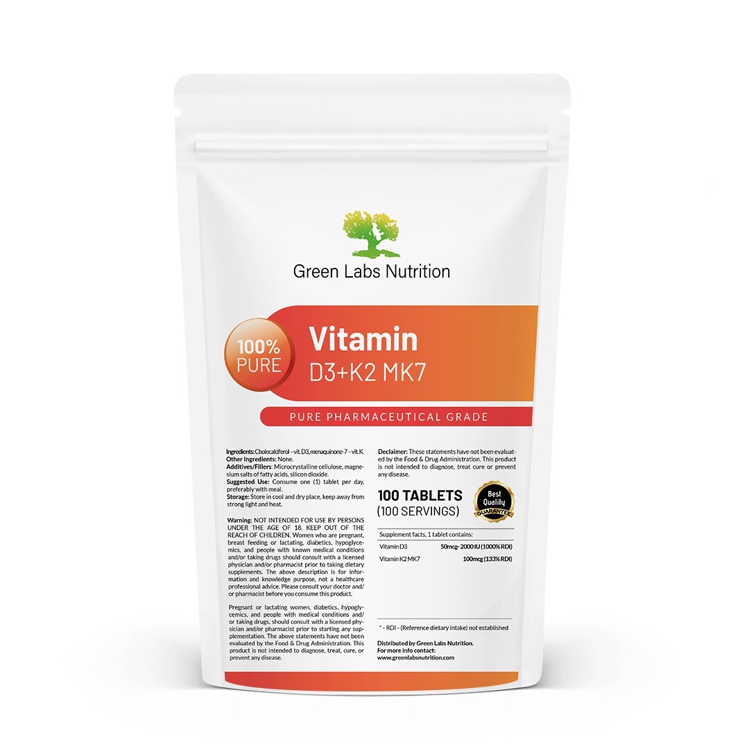 Vitamin D3 2000IU+K2MK7 100mcg Immune support strong bones anti-inflammatory