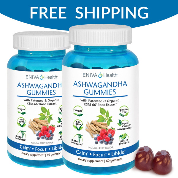 2 PACK Eniva Ashwagandha KSM-66 Gourmet 120 Gummies TOTAL