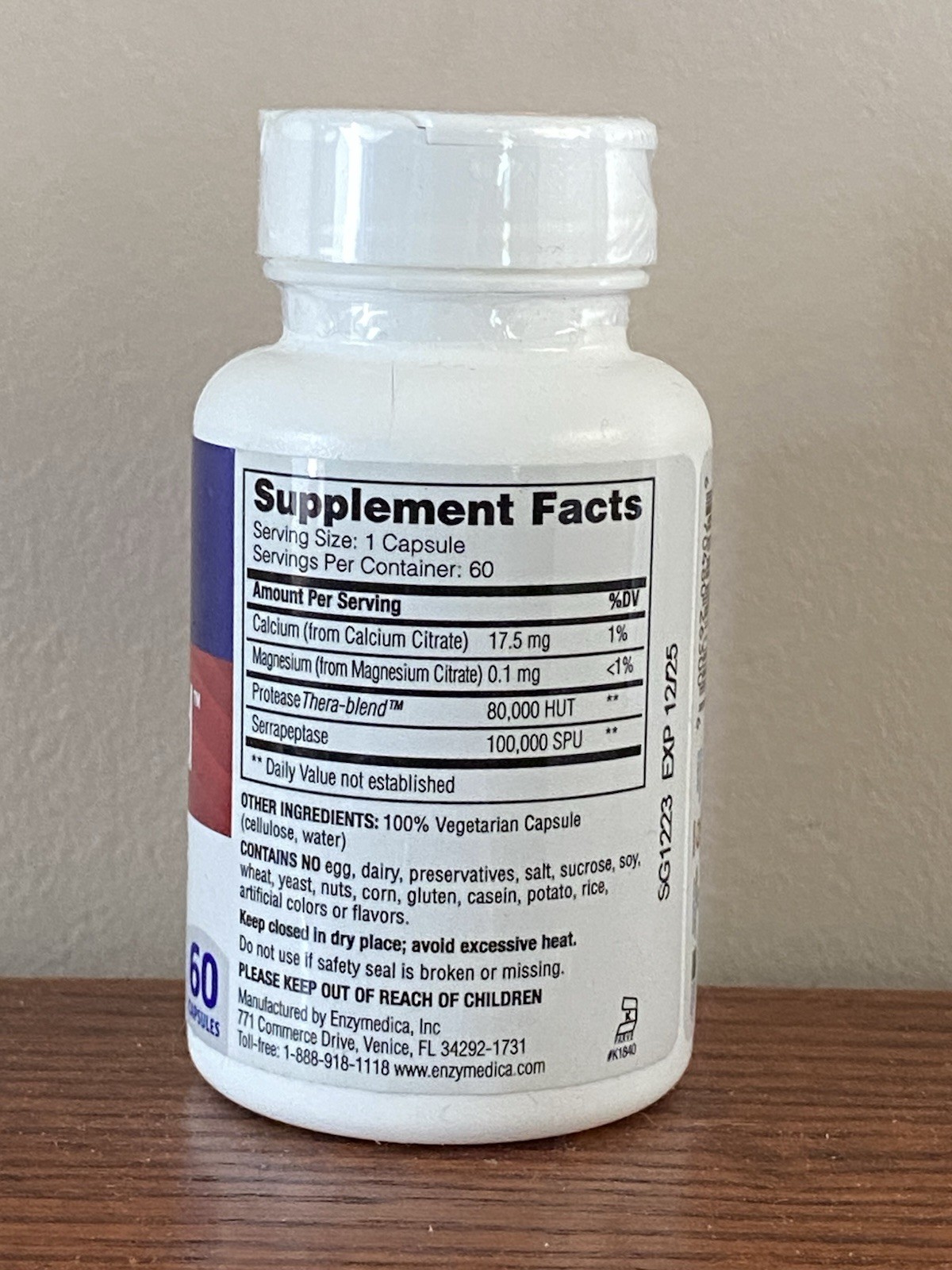 NEW Enzymedica SerraGold Serrapeptase 100,000 SPU 60 Capsules Vegan Kosher