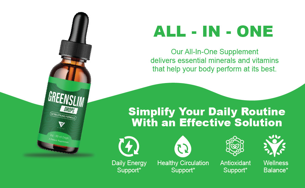 (5 Pack) GreenSlim Weight Management Liquid Supplement, Green Slim Drops (10oz)