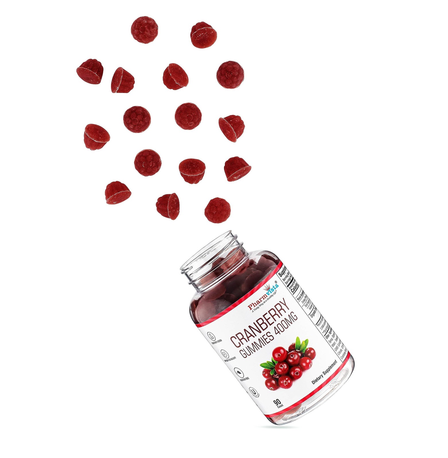 Pharmvista Cranberry Gummies for Kids & Adults 1 Count (Pack of 90), Red