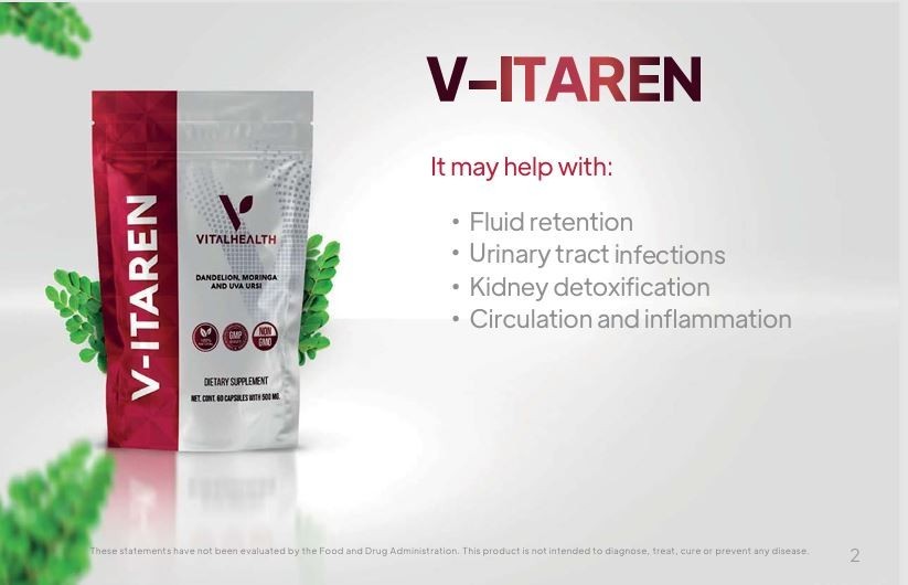 Vital Health V-ITAREN Dandelion, Moringa and Uva Ursi |