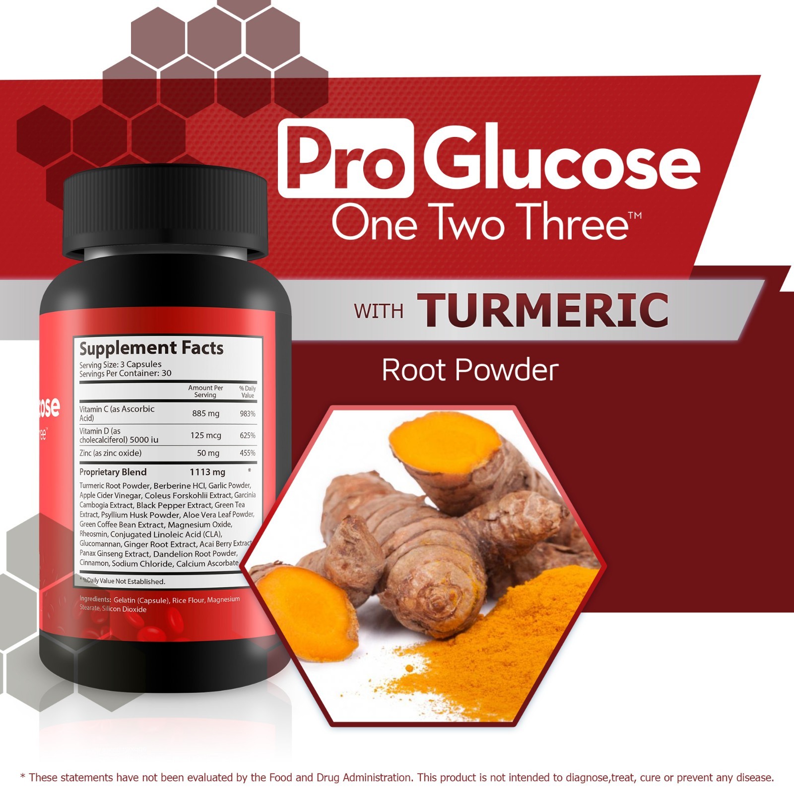Pro Glucose One Two Three – Natural Blood Sugar Support Supplement – Turmeric