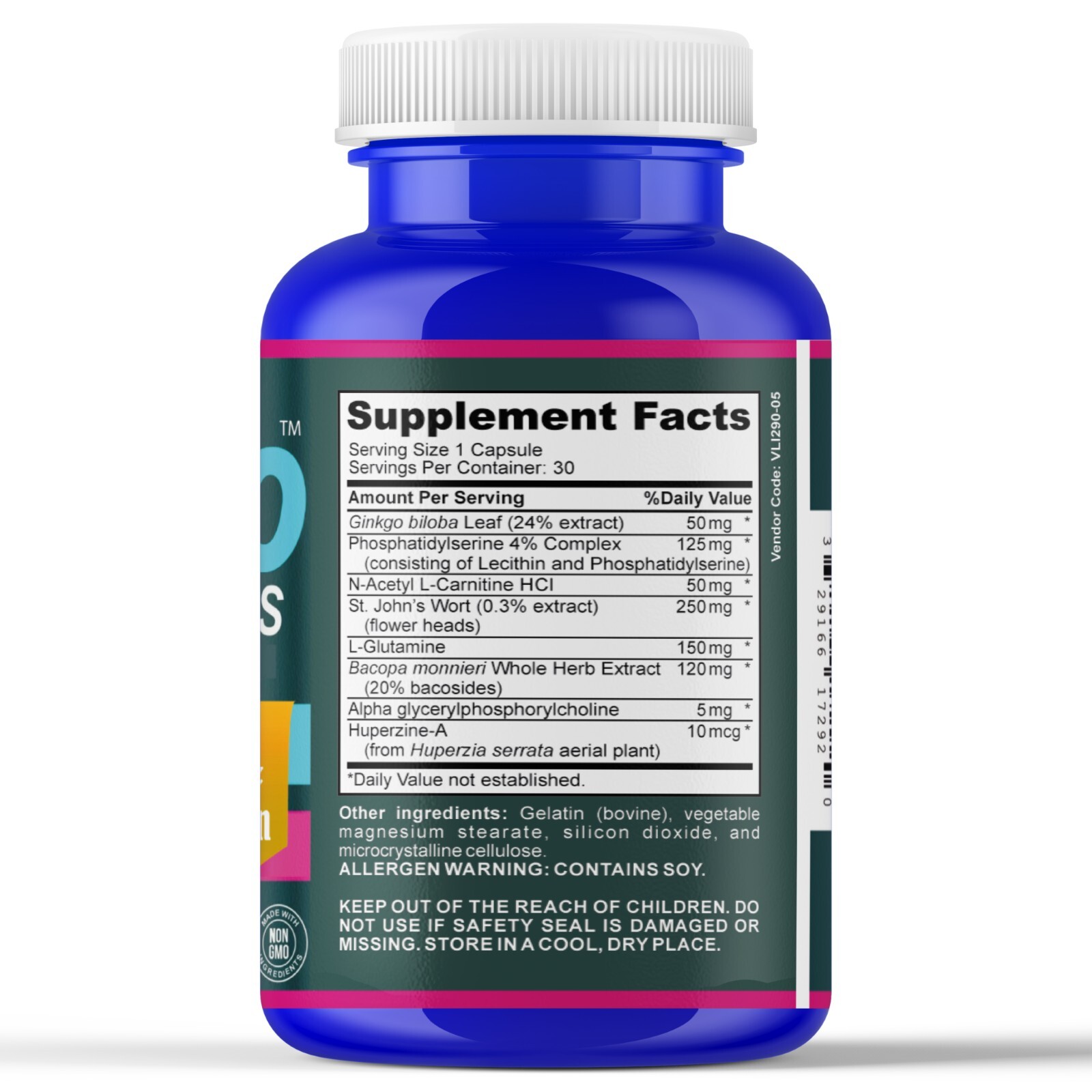Brain Booster Supplement For Focus, Memory, Clarity, Energy with Ginkgo Biloba
