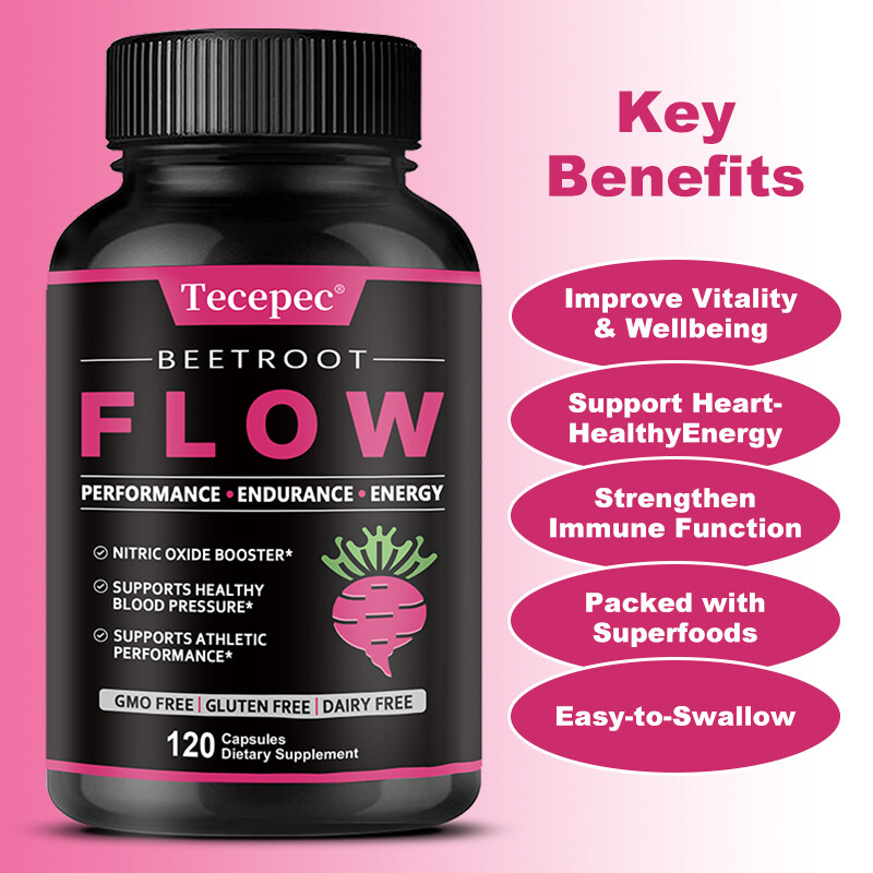 Organic Beet Root Powder 1300mg Per Serving,NITRIC OXIDE BOOSTER-60Caps*2bottles