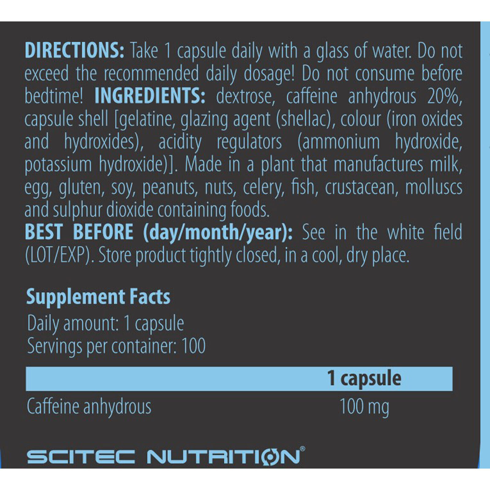 Caffeine 100-300 Capsules Pre-Workout Booster Energy Endurance Focus Performance