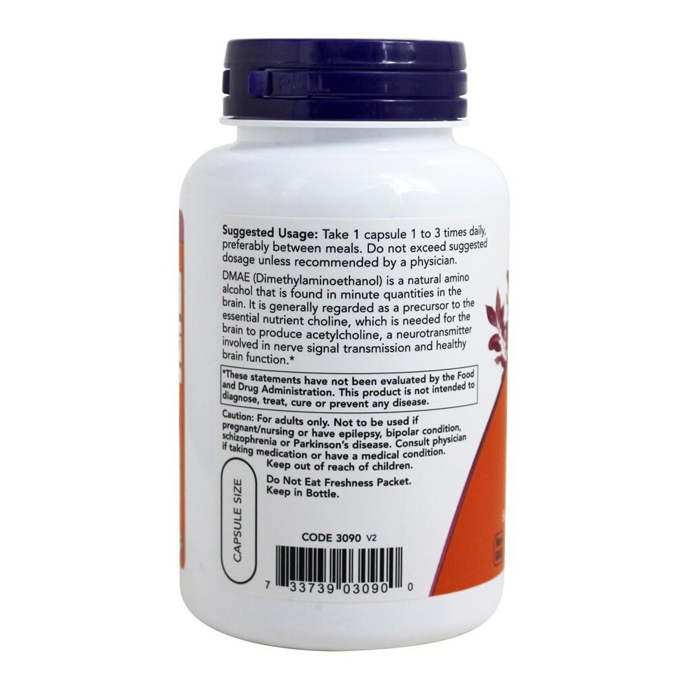 NOW Foods DMAE 250 mg., 100 Vegetarian Capsules