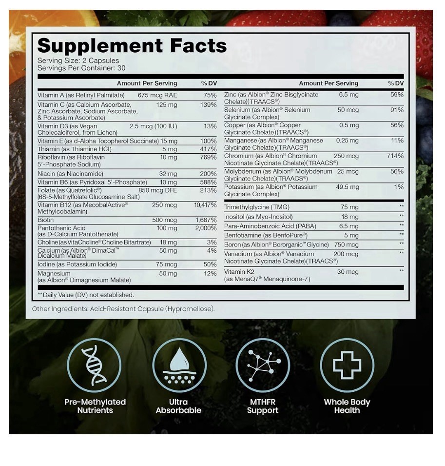 Pure Therapro Rx Methyl Multi Without Iron Methylated Multivitamin 60 Capsules