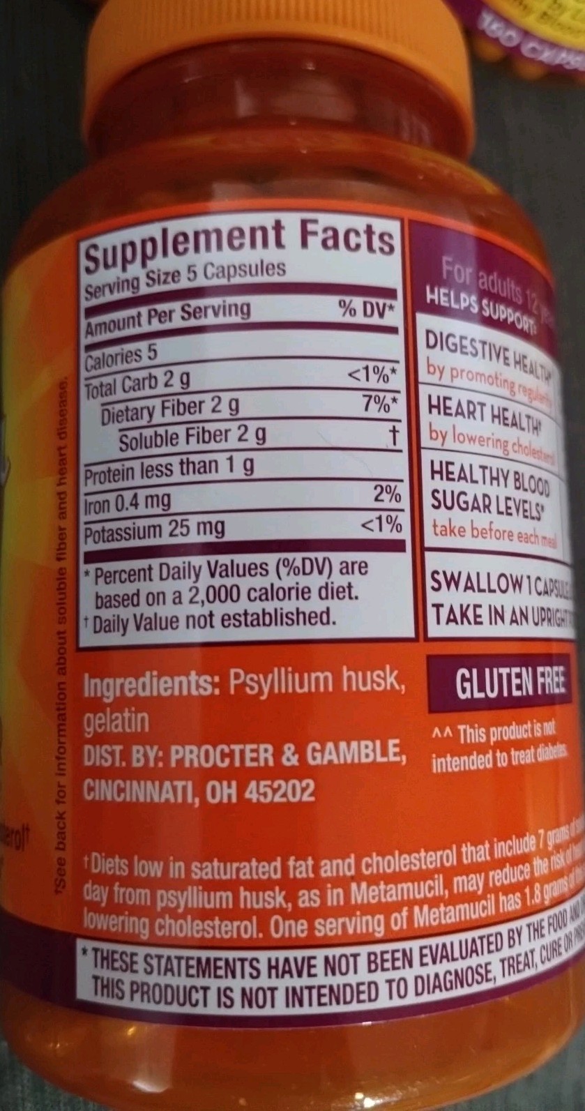 (4) Metamucil 3-in-1 Daily Fiber Supplement, 160 Capsules Each – Exp 2027+ Meta