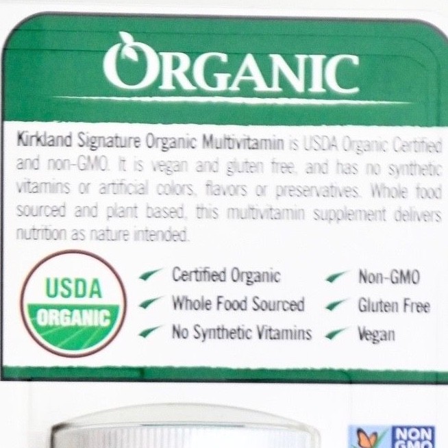 Kirkland Signature Organic Multivitamins Whole-Food Sourced Tablets