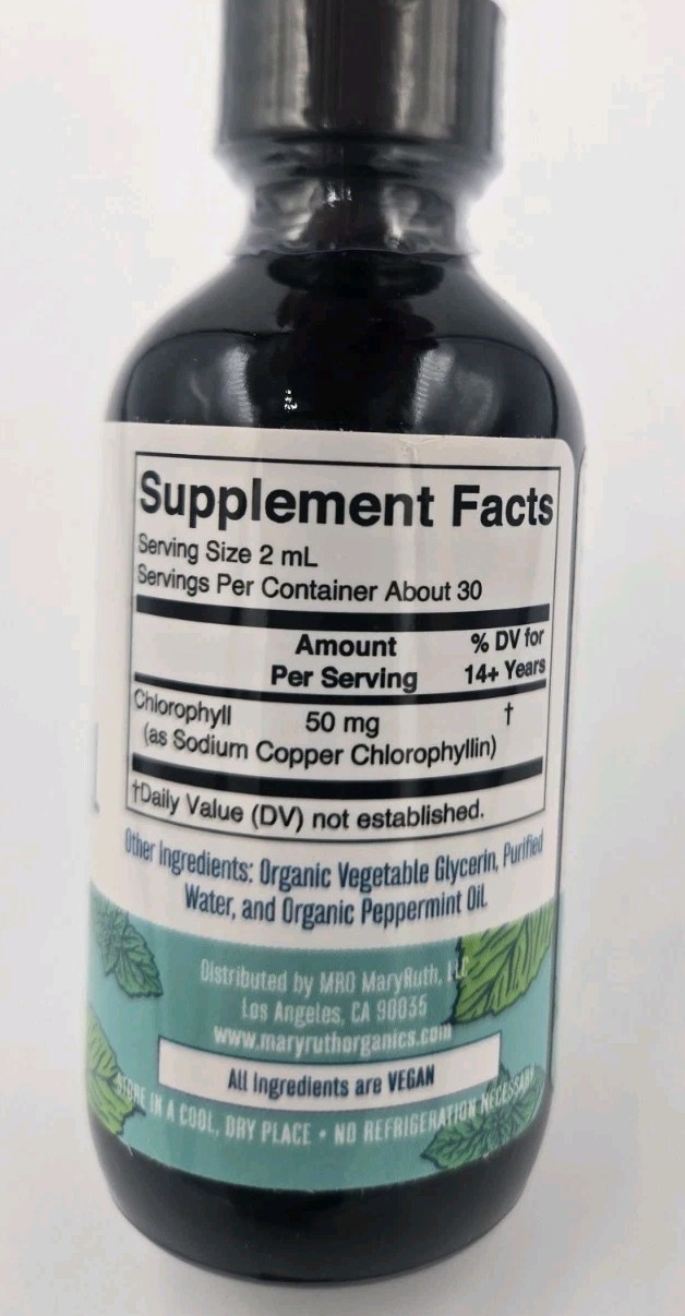 Vegan Chlorophyll Liquid Drops, Peppermint , 50 mg , 2 fl oz (60 ml) EXP 11/26