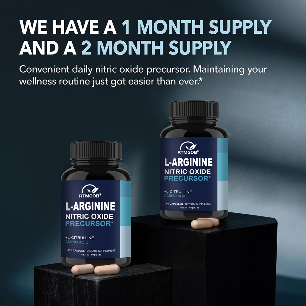 L-Arginine Capsules with L-Citrulline, Nitric Oxide Precursor, Amino Supplement