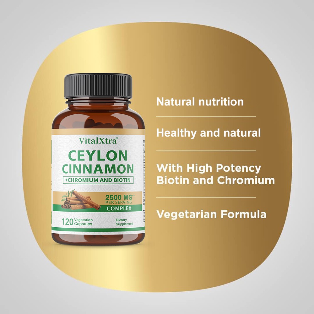 Ceylon Cinnamon Caps 2500mg for Balanced Blood Sugar,Metabolism&Sustained Energy