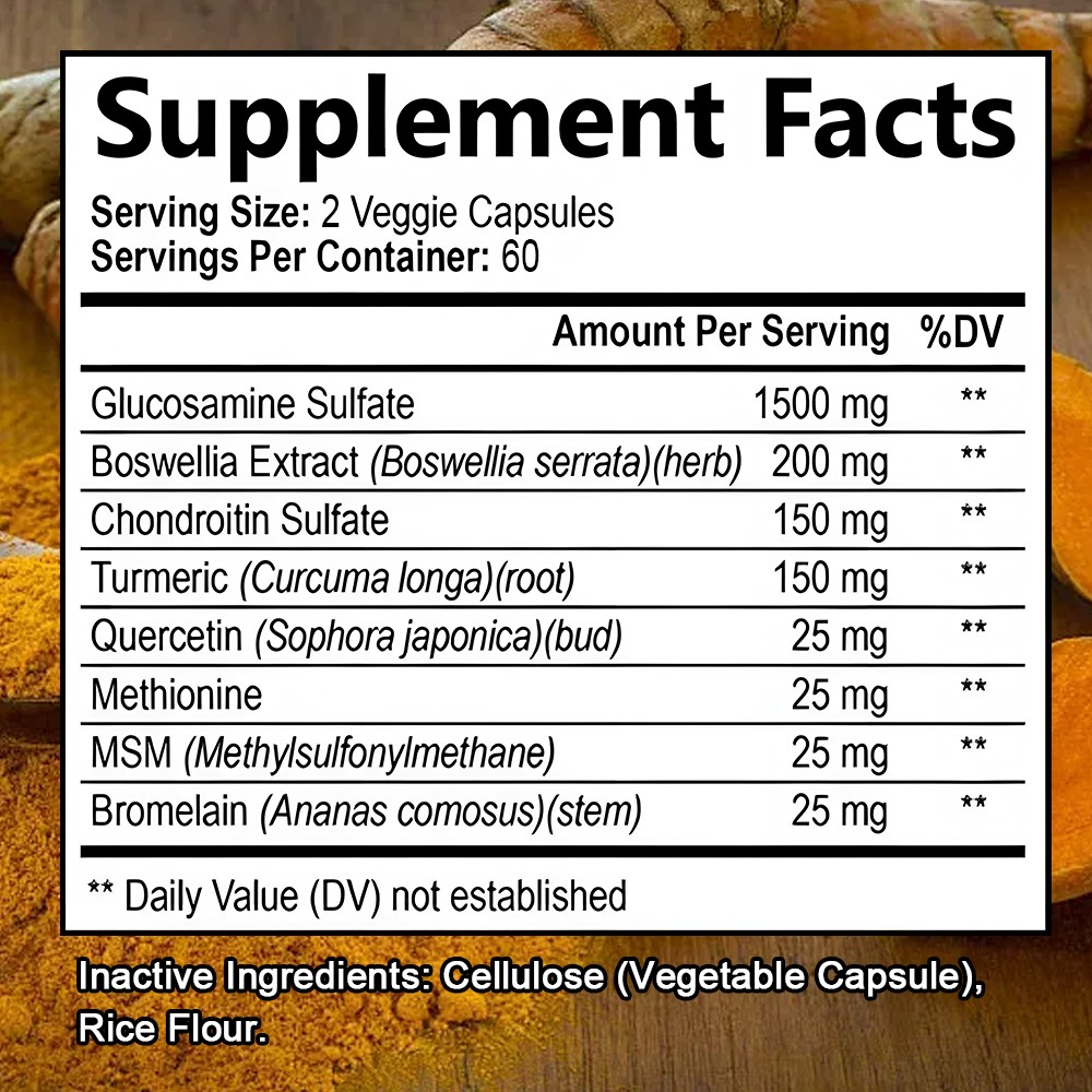 Glucosamine Chondroitin Turmeric & MSM – Bones Joint Support 30/60/120 Capsules
