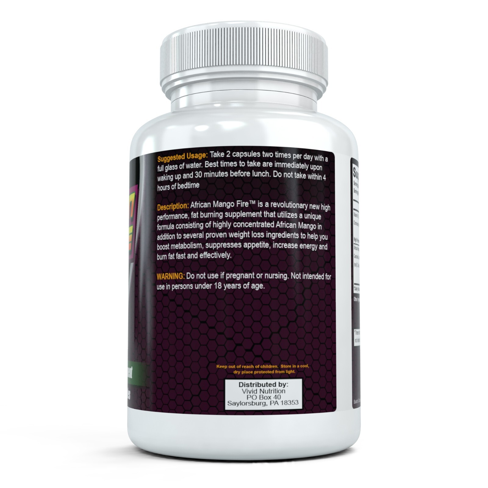 African Mango Fire 60 Capsules Weight Loss and Fat Burner Appetite Suppressant