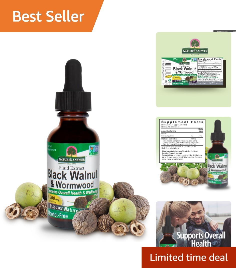 Nature’s Answer Black Walnut & Wormwood 1oz – Enhances Gut & Overall Health