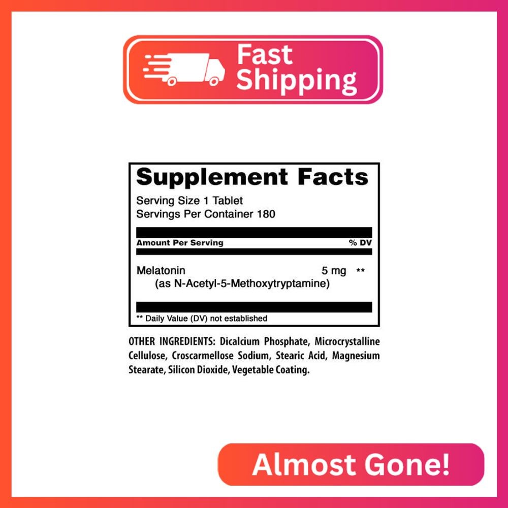 Amazing Formulas Melatonin Supplement | 5 Mg | 180 Tablets | Non-GMO | Gluten Fr