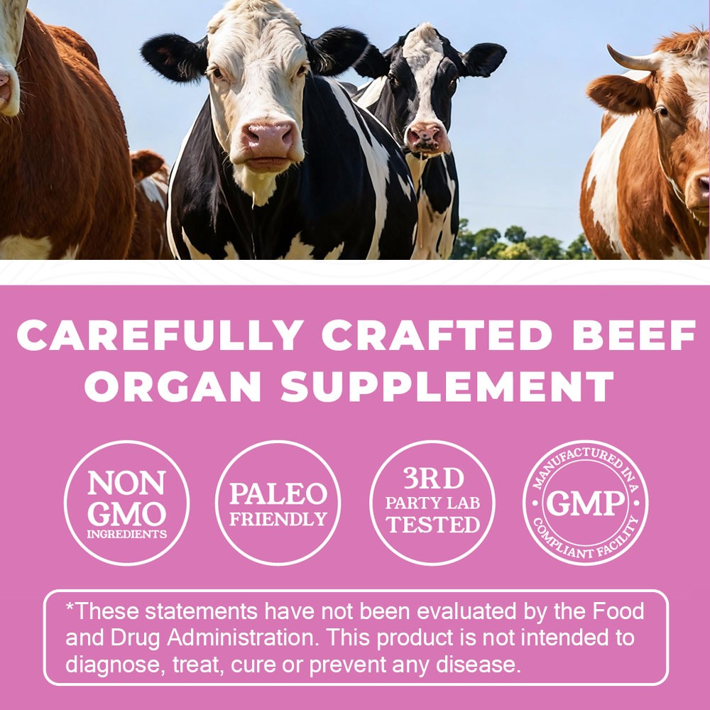 ZenVitalize Grass Fed Beef Organs Supplement 30~120Caps Non-GMO Raised Zealand