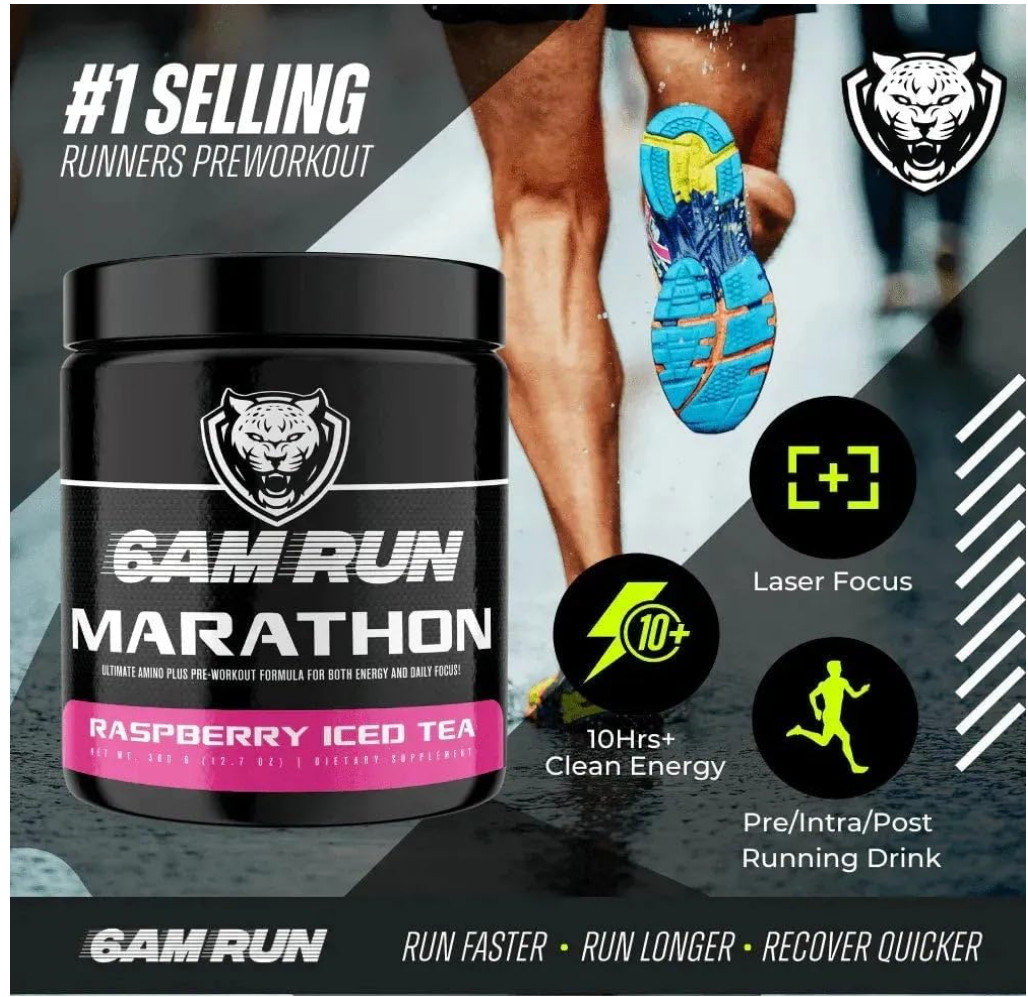 Marathon, Advanced Amino + Preworkout Formula, Raspberry Iced Tea, 12.7 oz (360
