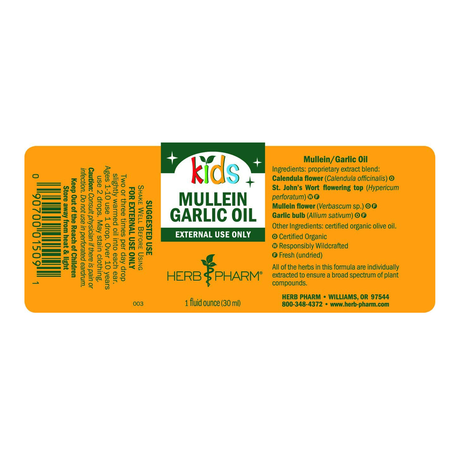 Herb Pharm Kids Mullein/Garlic Ear Oil, 1 Fl Oz