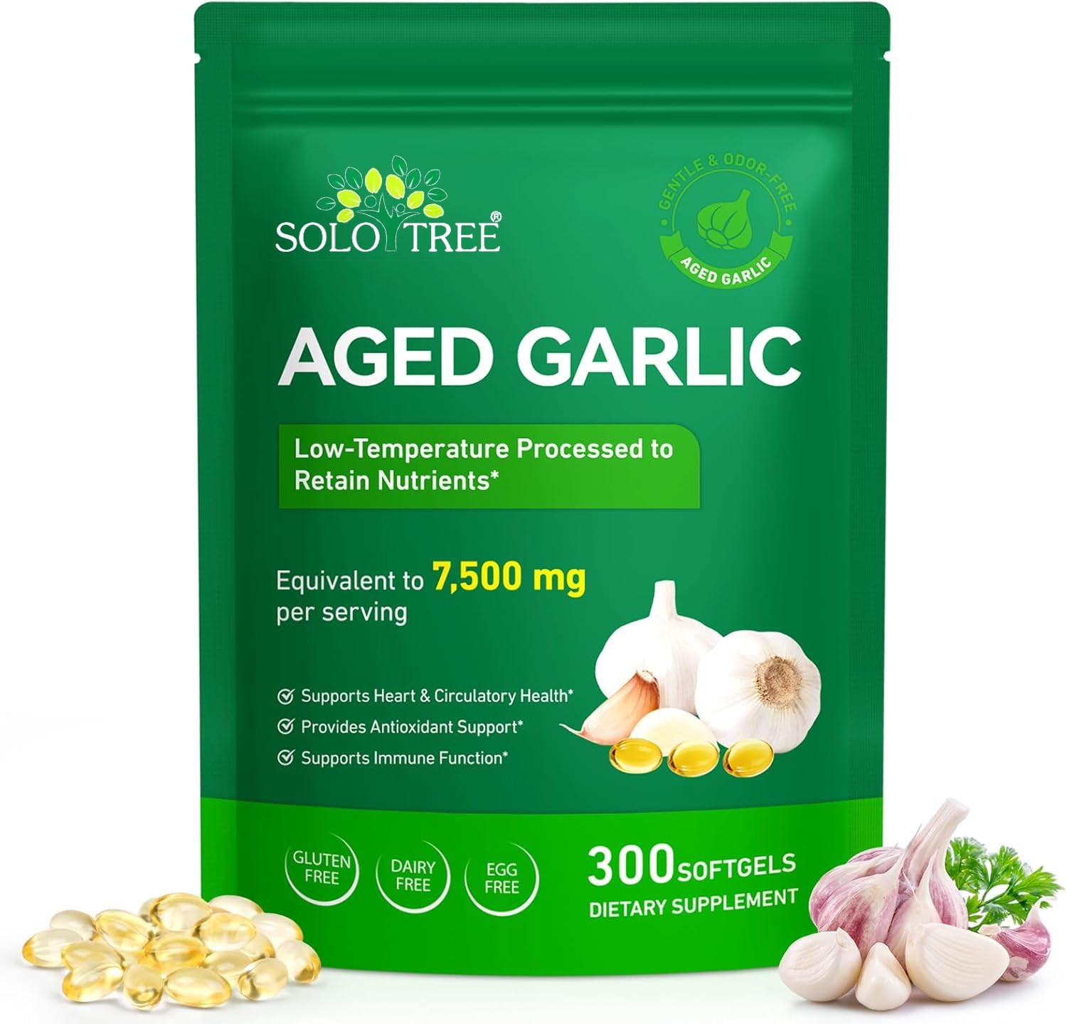 Aged Garlic Extract Antioxidant & Immune Support 7,500mg Equivalent 300 Softgels