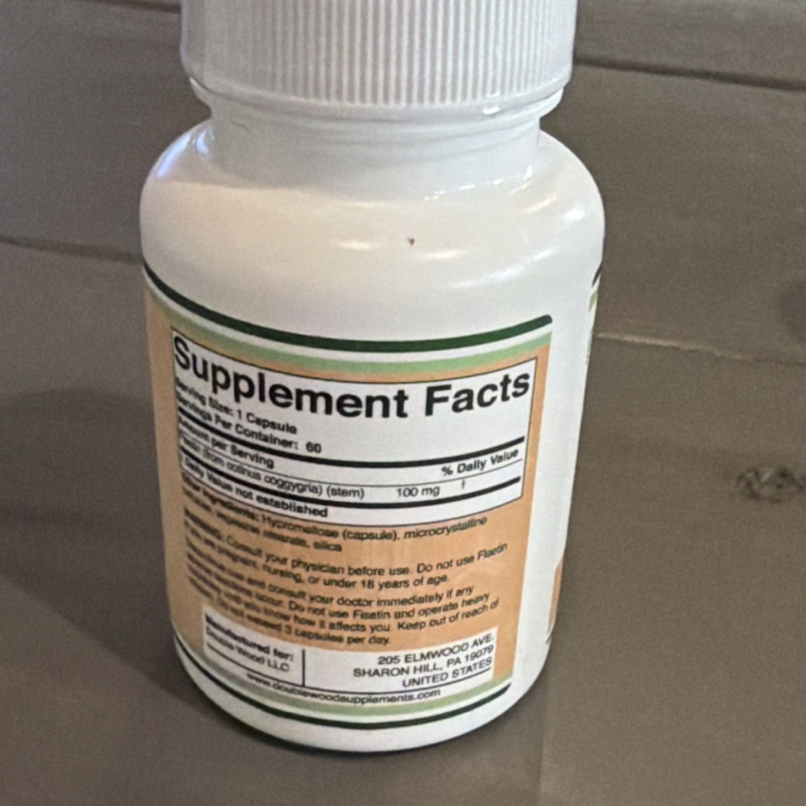 Double Wood Supplements Fisetin 100mg 60 Capsules Non-GMO Gluten-Free