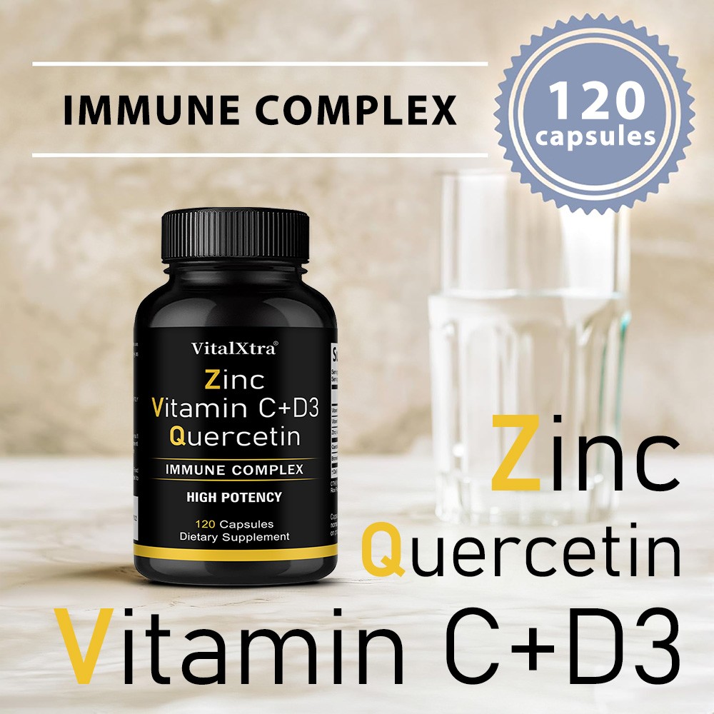 Vitalxtra High Potency Immune Complex With Zinc+Quercetin 30/60/120 Capsules