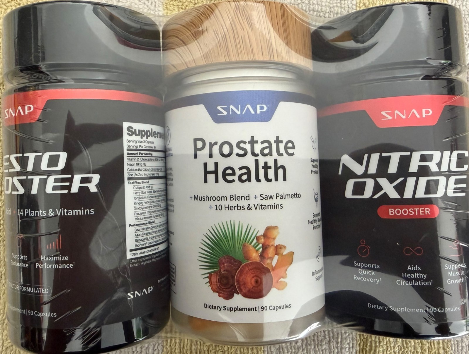 SNAP Nitric Oxide Booster 2000mg 90 Capsules Gluten-Free Caffeine-Free Men