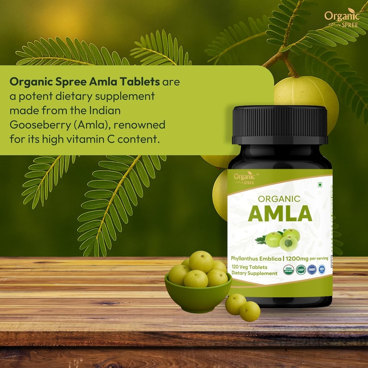 ORGANIC SPREE Amla Tablets – 1200 mg per Serving – Indian Gooseberry…