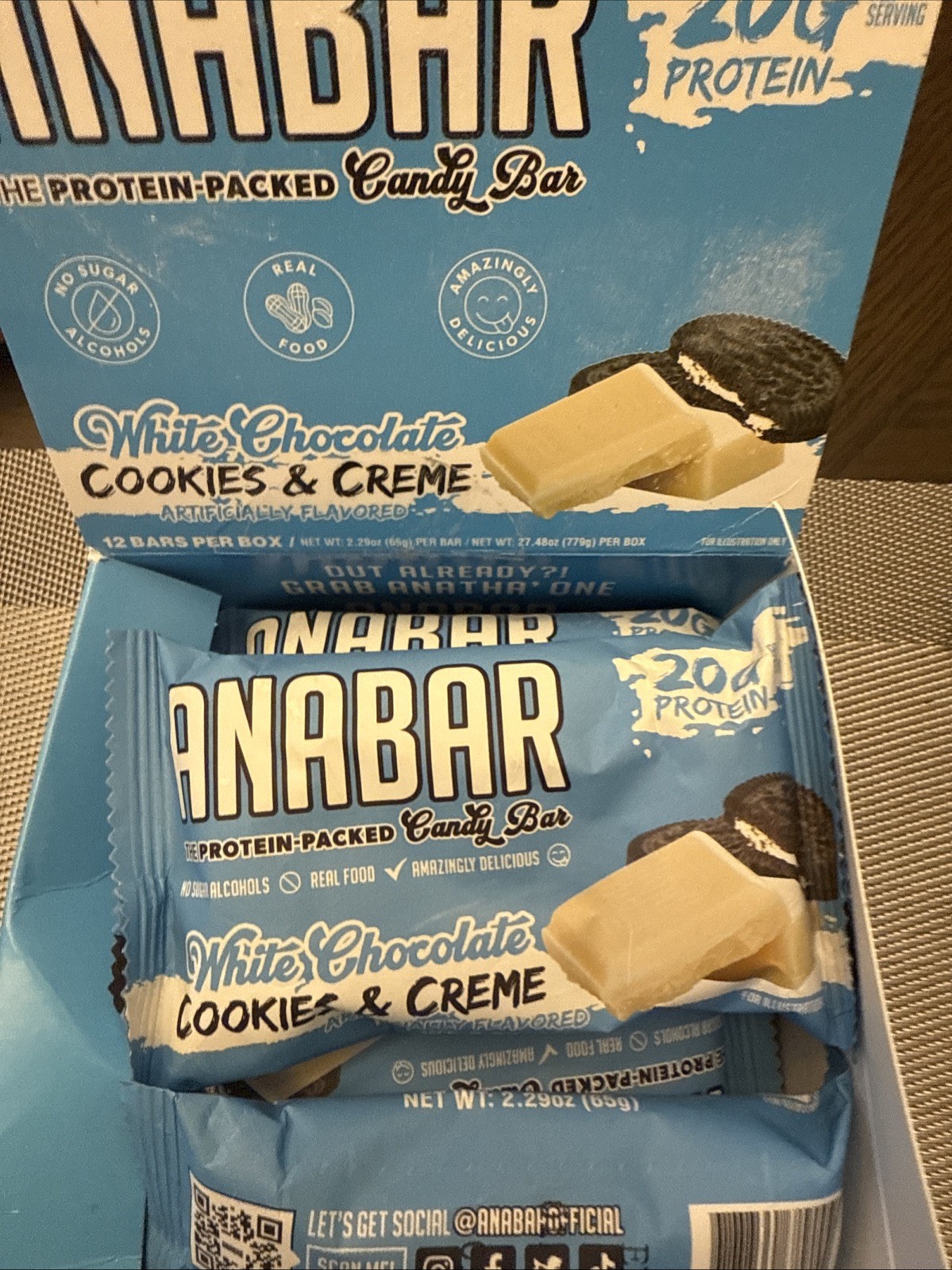 Anabar Cookies and Cream 12 Protein Bars Final Boss Performance 21 Grams