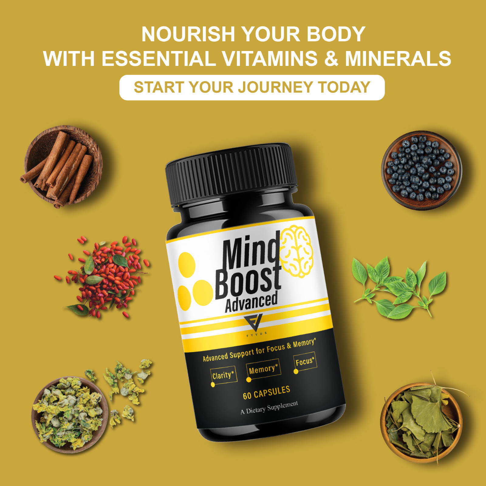 Mind Boost Advanced Premium Nootropic Pills, Mind Boost (60 Capsules)