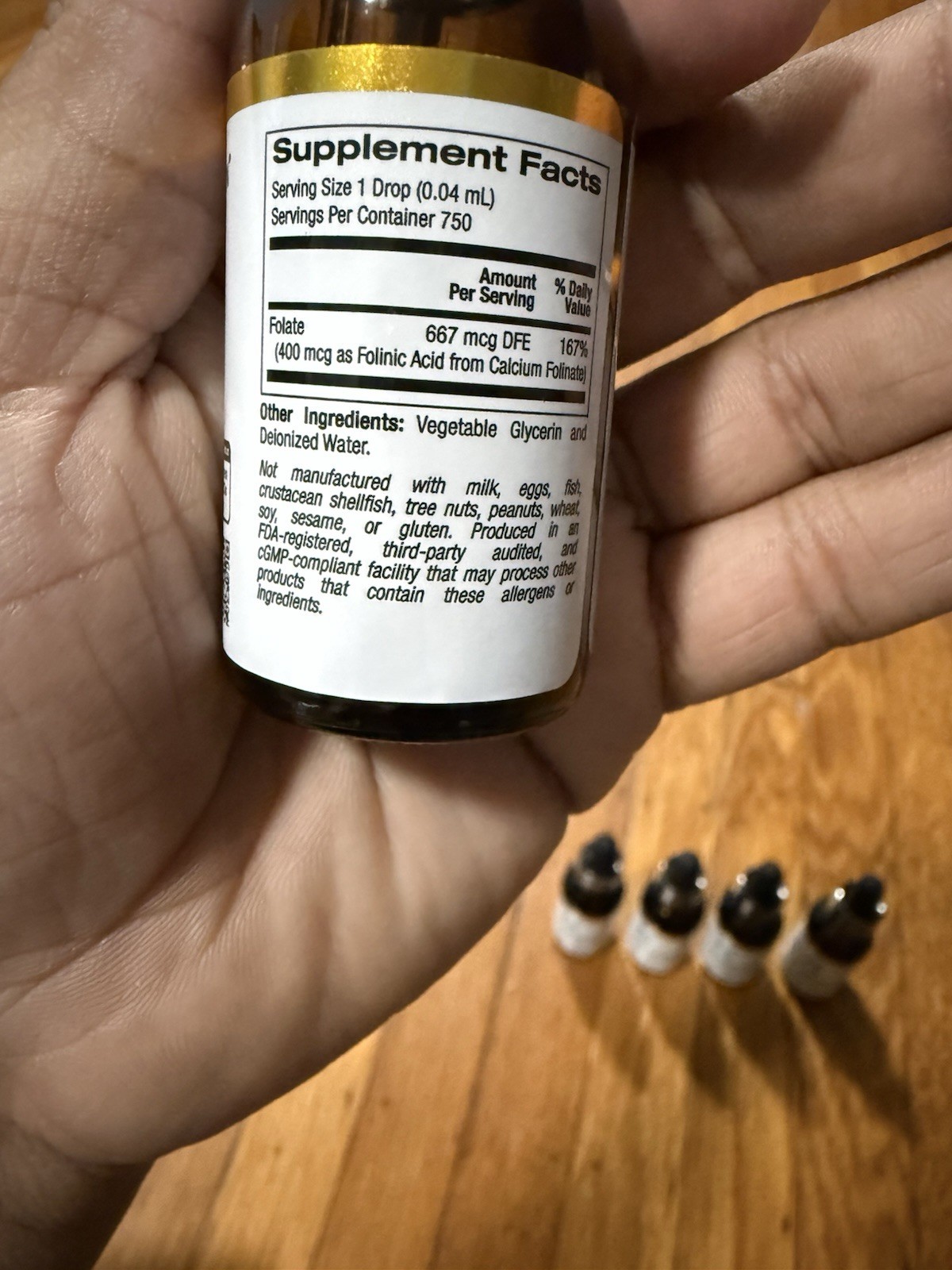 California Gold Nutrition Folinic Acid Liquid Alcohol-Free 400mcg 1 fl oz 5 Pack