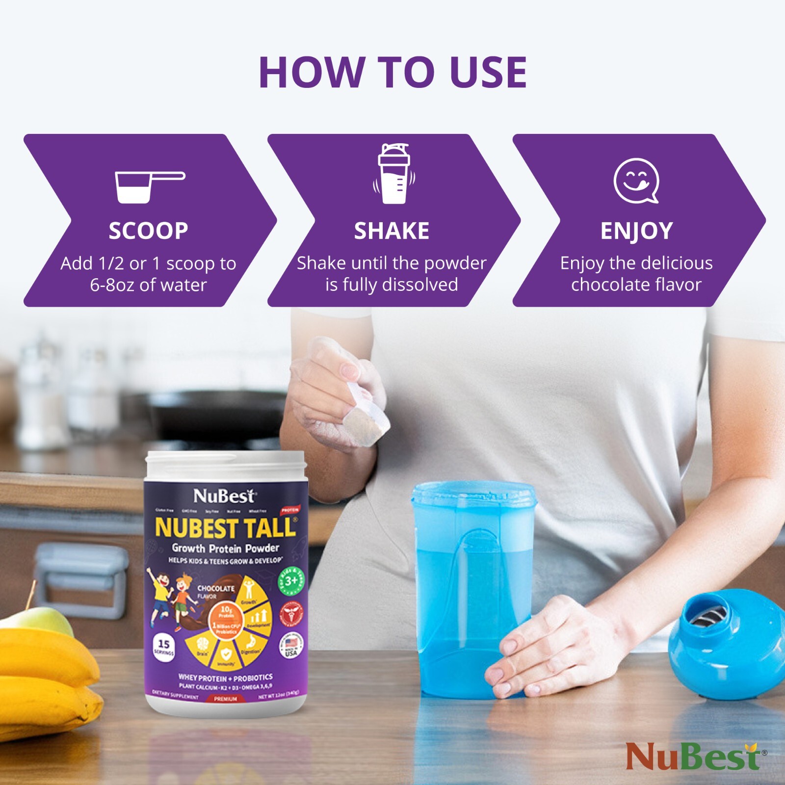 NuBest Tall Growth Protein Powder – Helps Kids & Teens Grow, Develop (Chocolate)