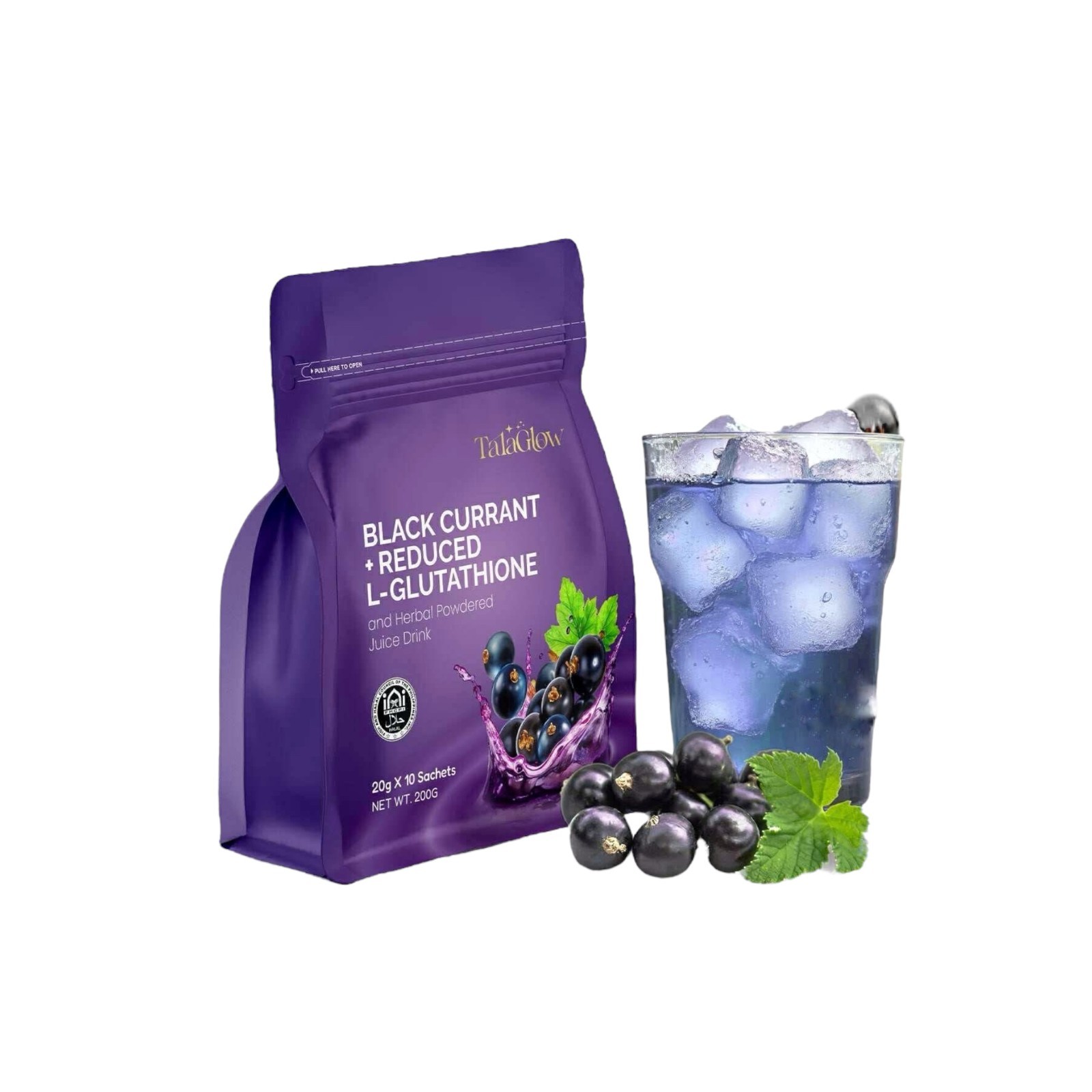 Tala Glow Black Currant + L-Glutathione Herbal Drink 10 Sachets 20g