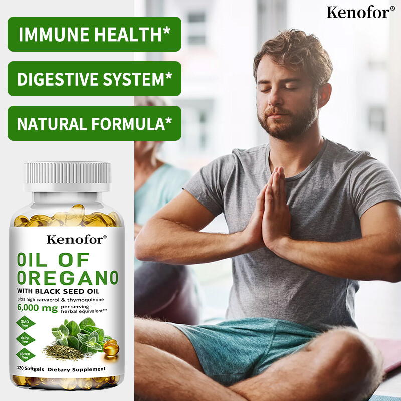 Oil of Oregano Softgels 2 in 1 6000mg with Black Seed Oil Immune Support