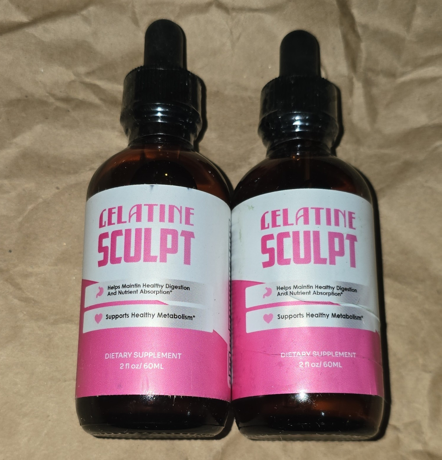 Gelatine Sculpt Liquid Drops Digestive/Metabolism Support Lemon 2 fl oz Lot 2