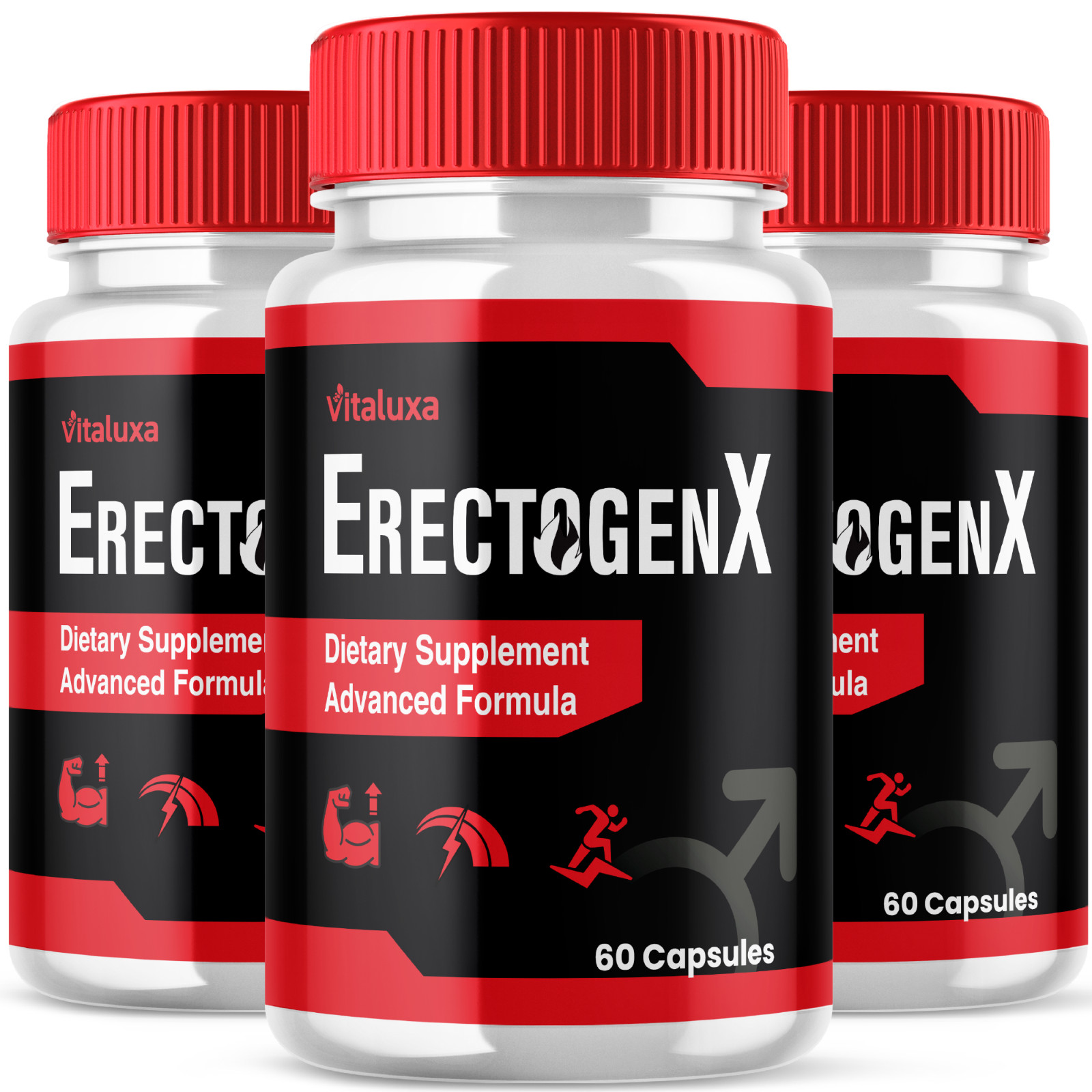 (3 Pack) ErectogenX for Men, Erectogen X Male Performance Support (180 Capsules)