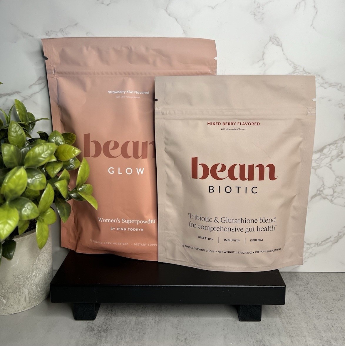 beam Biotic/Glow Prebiotic Powder Mixed Berry/Strawberry Bundle Exp 11/2027