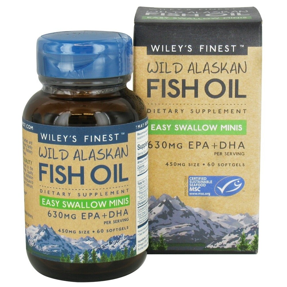 Wiley’s Finest Wild Alaskan Fish Oil Easy Swallow Minis 450 mg., 60 Softgels